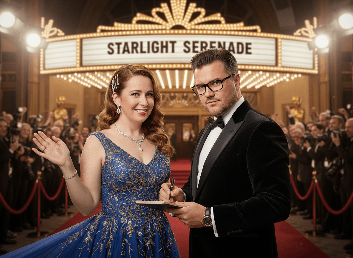 Couple transformé en stars de cinéma sur le tapis rouge d'une première